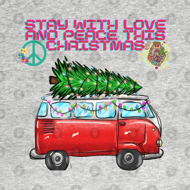 Hippie Christmas Retro Truck and Christmas tree by MagicTrick